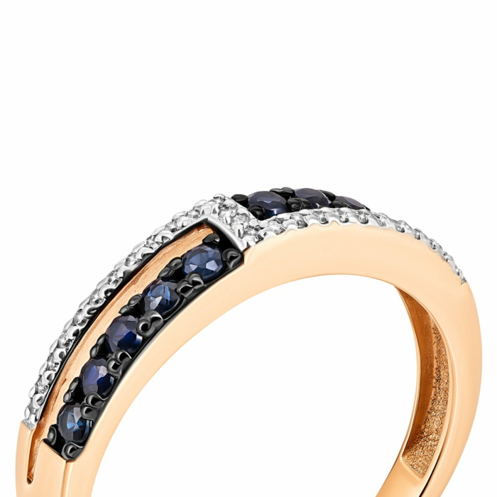 Золота каблучка з діамантами і сапфірами. Артикул UG553594/01/1/10356