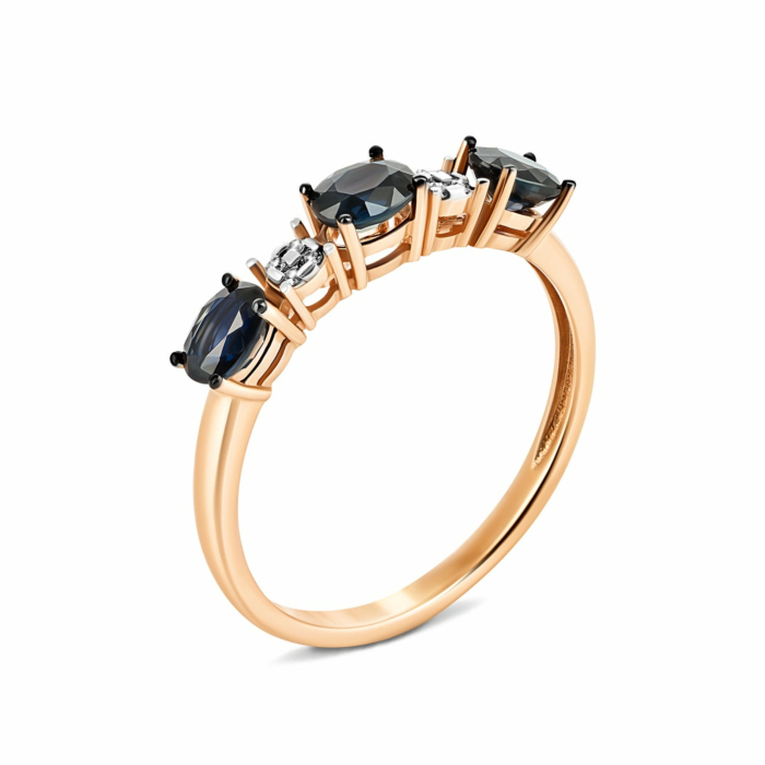 Золотое кольцо с бриллиантами и сапфиром. Артикул UG553632/01/1/10434