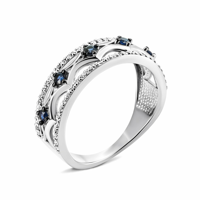 Золотое кольцо с бриллиантами и сапфирами. Артикул UG5800072/02/1/8120