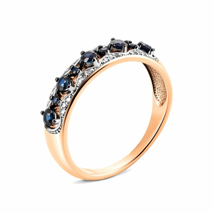 Золота каблучка з діамантами і сапфірами. Артикул UG5800073/01/1/9905