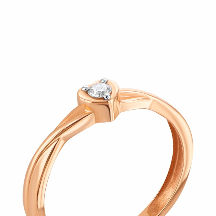 Золотое кольцо с бриллиантом. Артикул UG5К1086