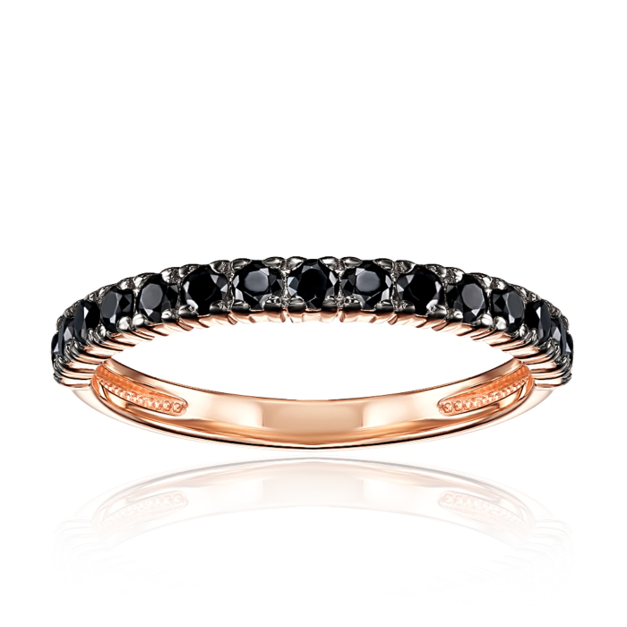 Золотое кольцо с черными фианитами. Артикул 13346/01/1/583