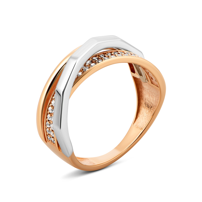Золотое кольцо с фианитами.Артикул UG511/0019/01/01/12