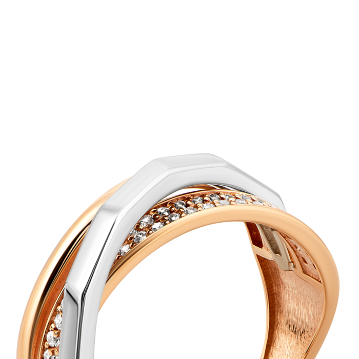 Золотое кольцо с фианитами.Артикул UG511/0019/01/01/12