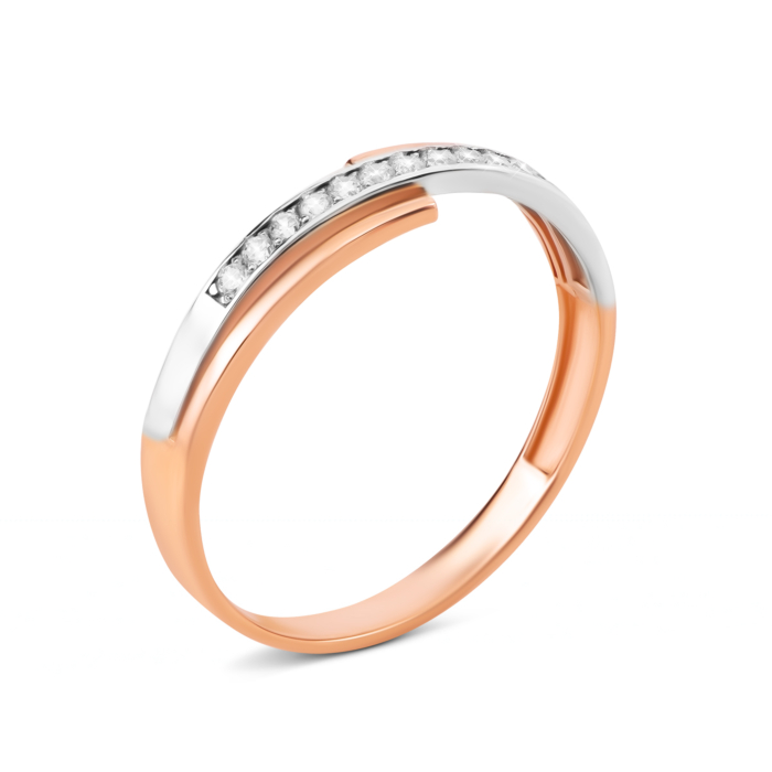 Золотое кольцо с фианитами.Артикул UG511/0185/01/01/12