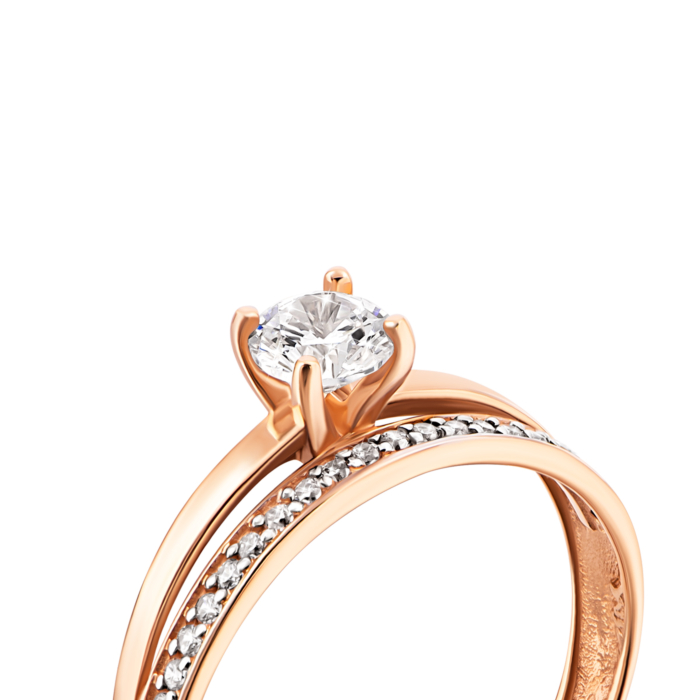 Золота каблучка з фіанітами.Артикул UG5110142910101