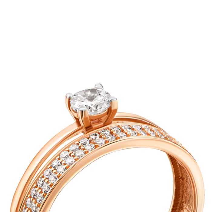 Золота каблучка з фіанітами.Артикул UG5110526710101