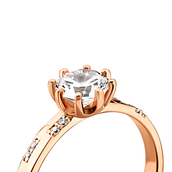 Золота каблучка з фіанітами.Артикул UG5110634510101