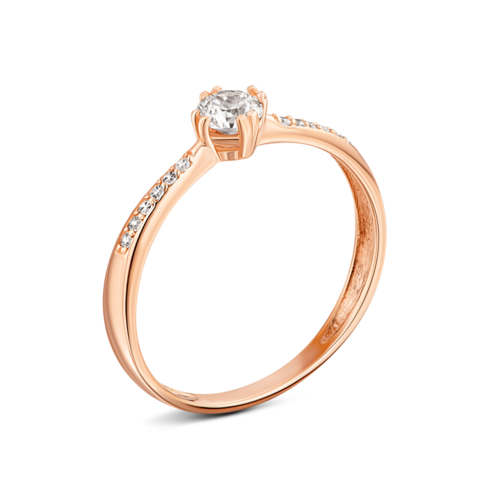 Золота каблучка з фіанітам.Артикул UG5110724610101