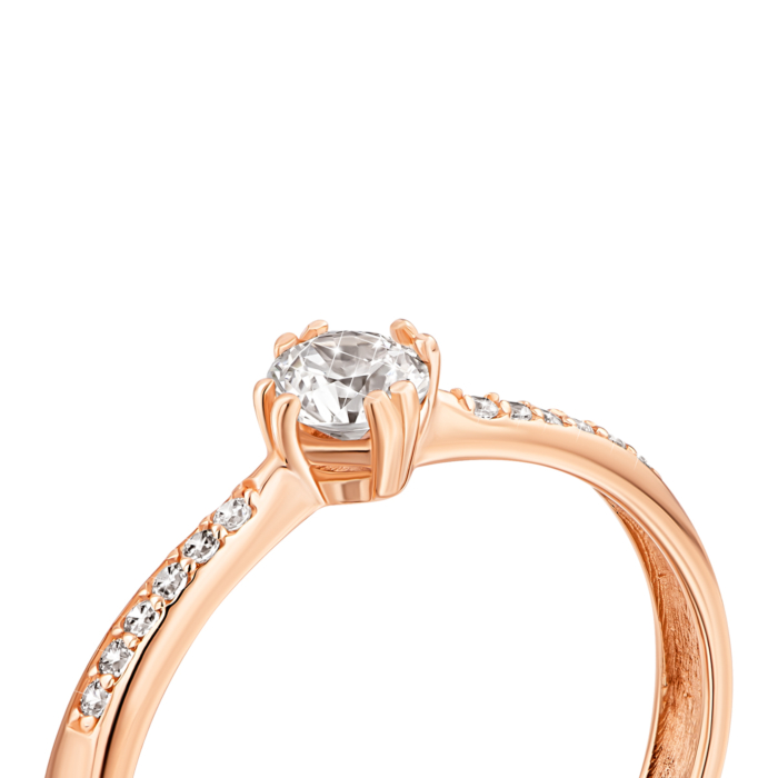 Золота каблучка з фіанітам.Артикул UG5110724610101