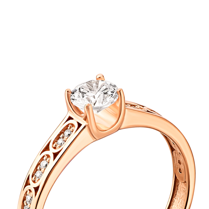 Золотое кольцо с фианитами.Артикул UG5110763710101