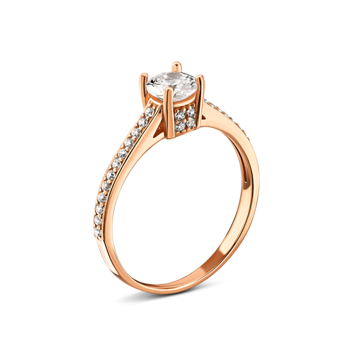 Золота каблучка з фіанітами.Артикул UG5110886410101