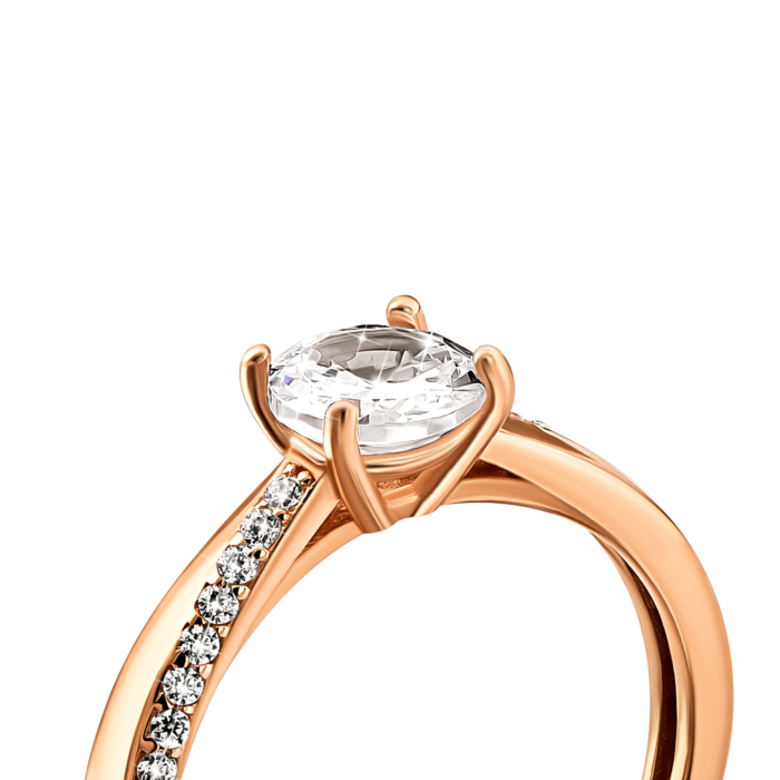 Золота каблучка з фіанітами.Артикул UG5110886710101