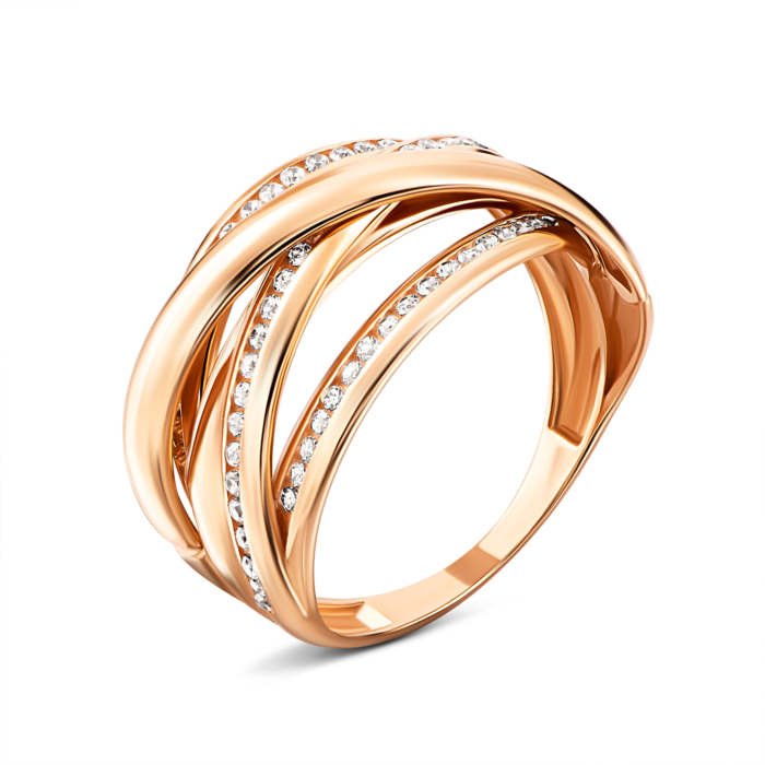 Золота каблучка з фіанітами.Артикул UG51111012201