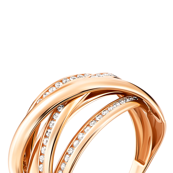 Золота каблучка з фіанітами.Артикул UG51111012201