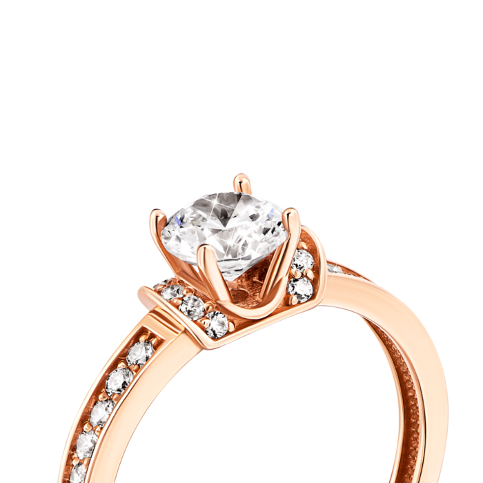 Золотое кольцо с фианитами.Артикул UG5119062410101