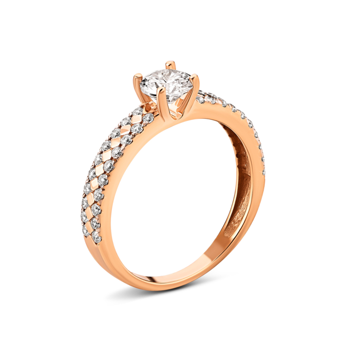 Золота каблучка з фіанітами.Артикул UG5119087610101