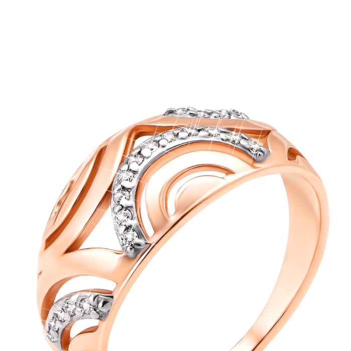 Золота каблучка з фіанітами (12030 с)