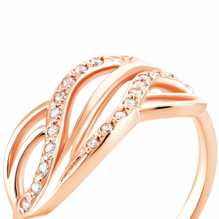 Золота каблучка з фіанітами. Артикул UG512256 с