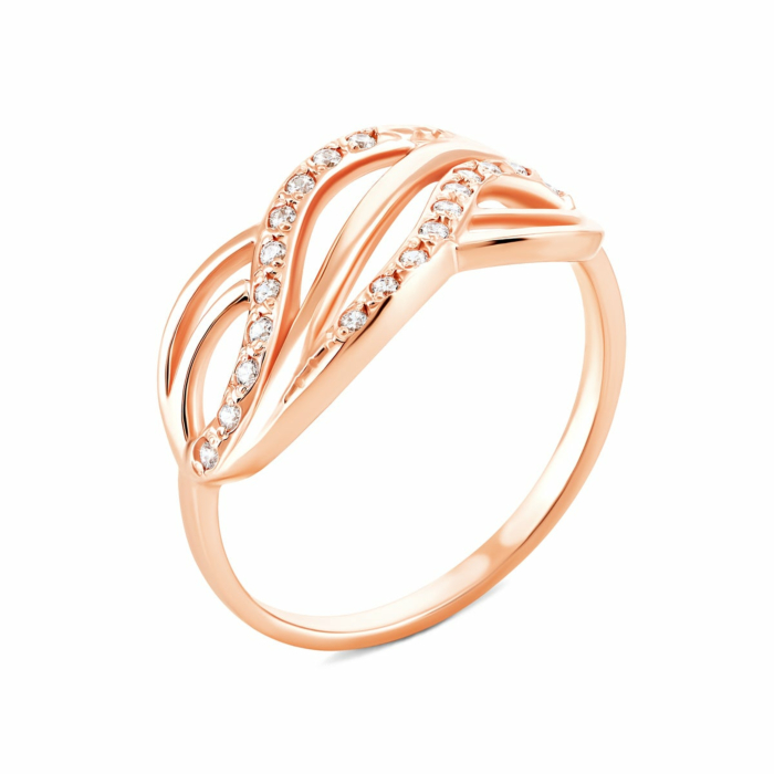 Золота каблучка з фіанітами. Артикул UG512256 с