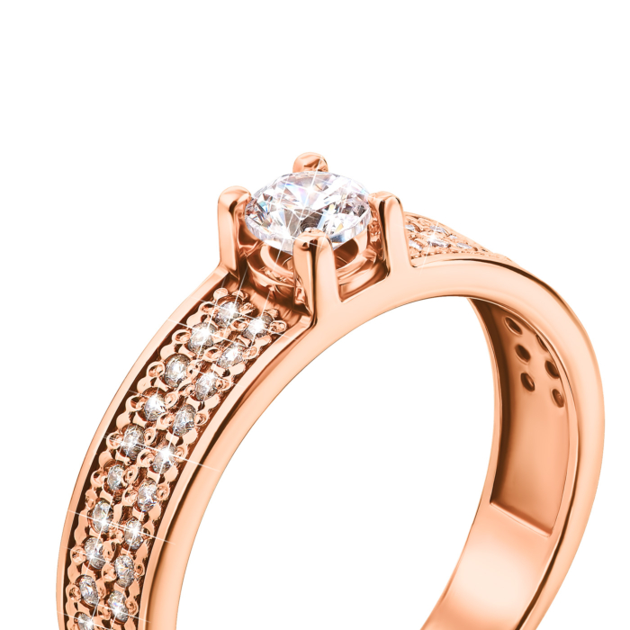 Золотое кольцо с фианитами (12555)