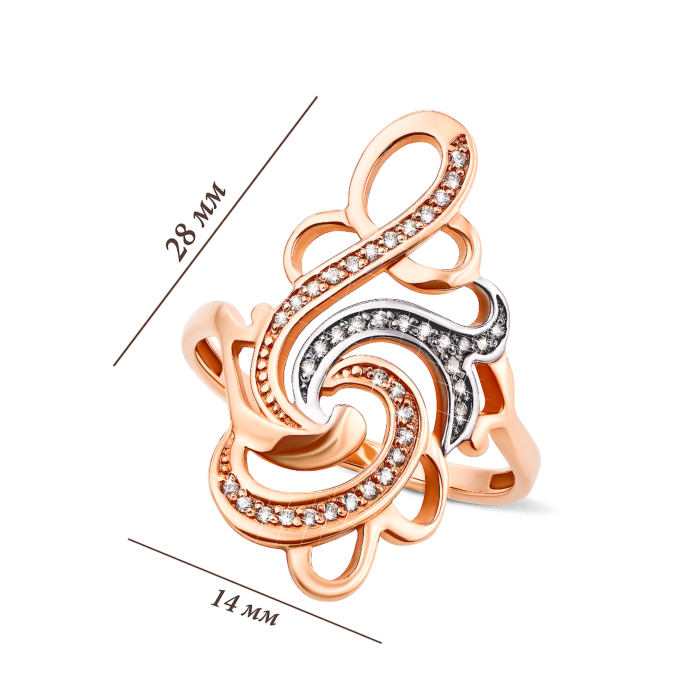 Золота каблучка з фіанітами (12648)