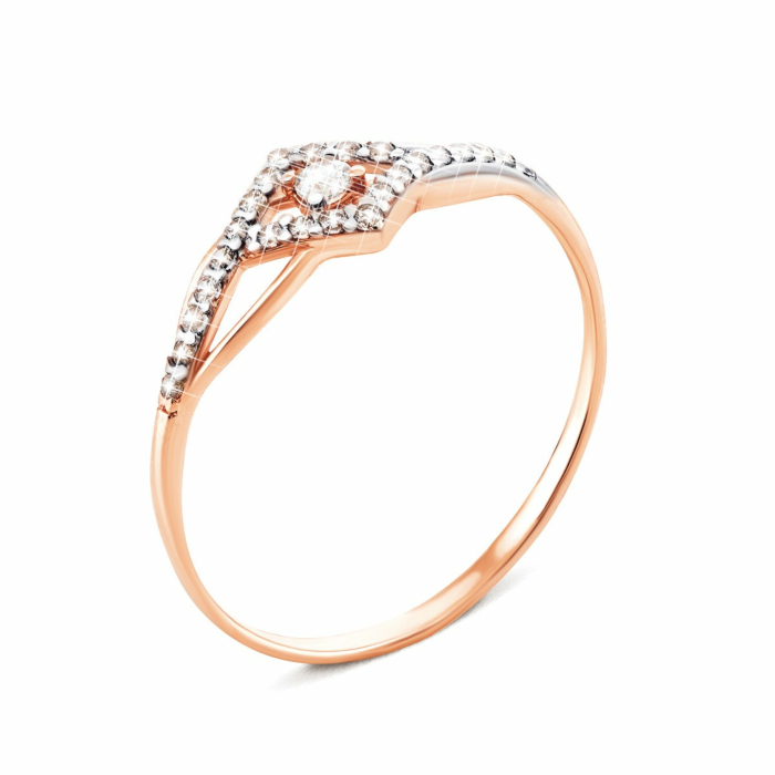 Золотое кольцо с фианитами. Артикул UG512787