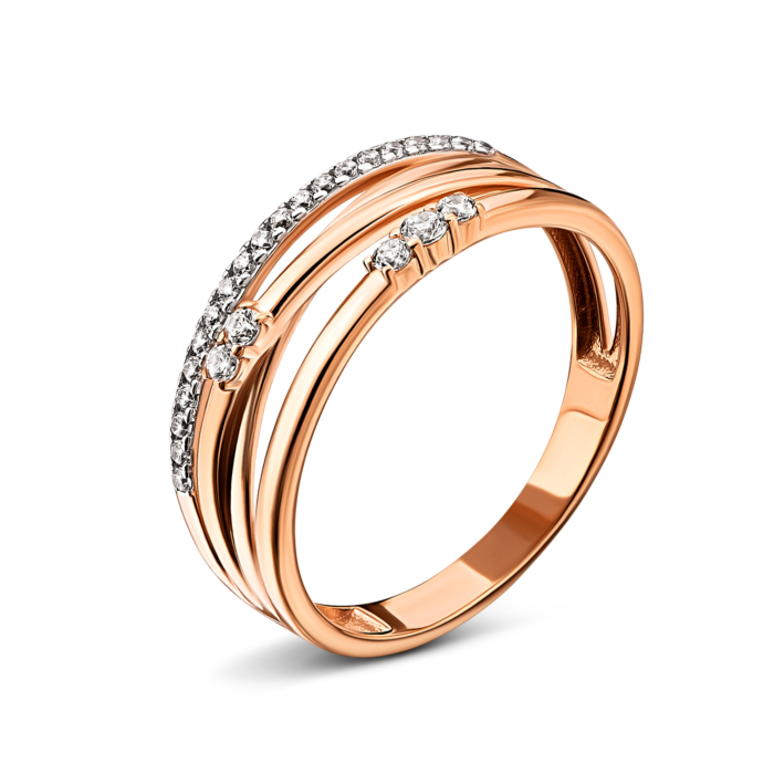 Золота каблучка з фіанітами.Артикул UG5140901