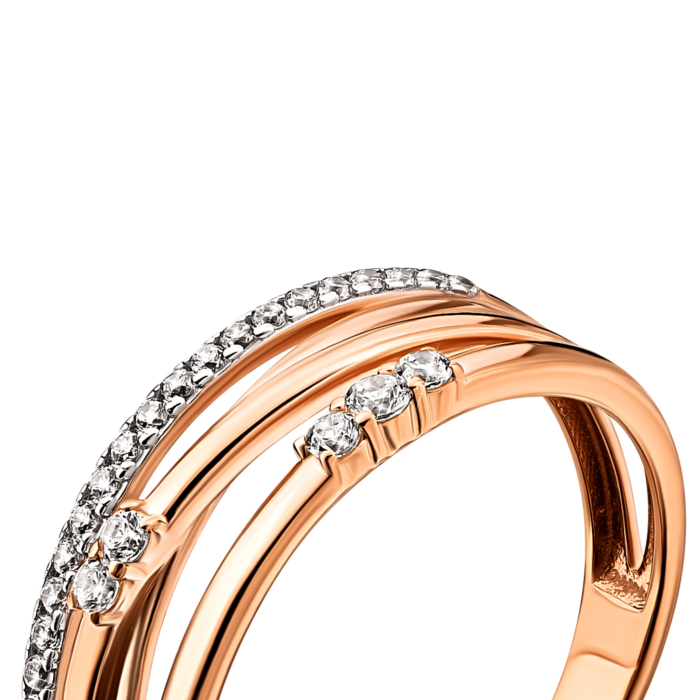 Золота каблучка з фіанітами.Артикул UG5140901