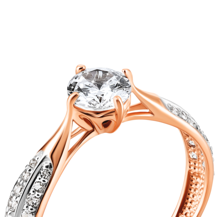 Золота каблучка з фіанітами. Артикул UG5700043-Рр