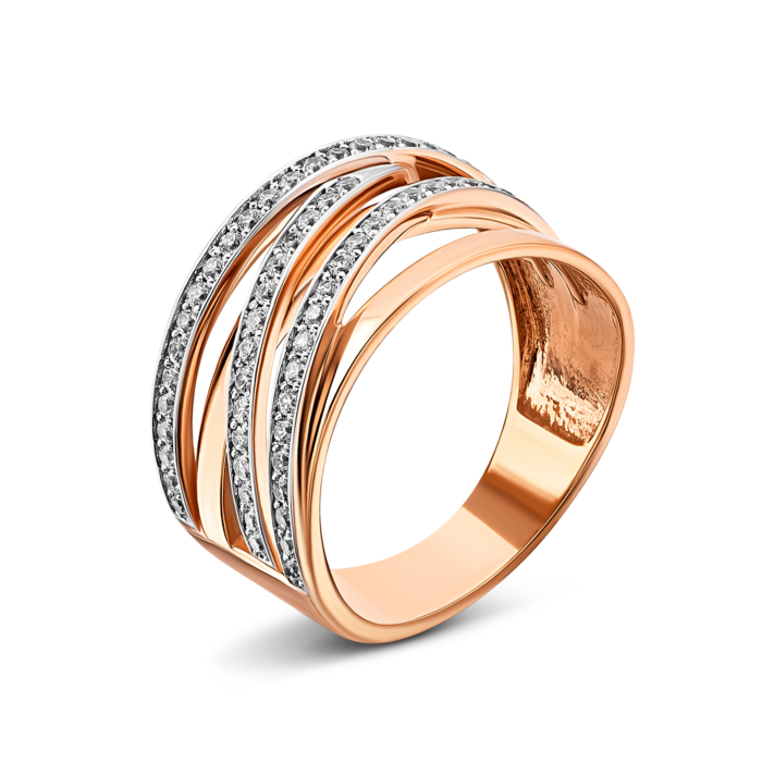 Золотое кольцо с фианитами.Артикул UG5119135710101