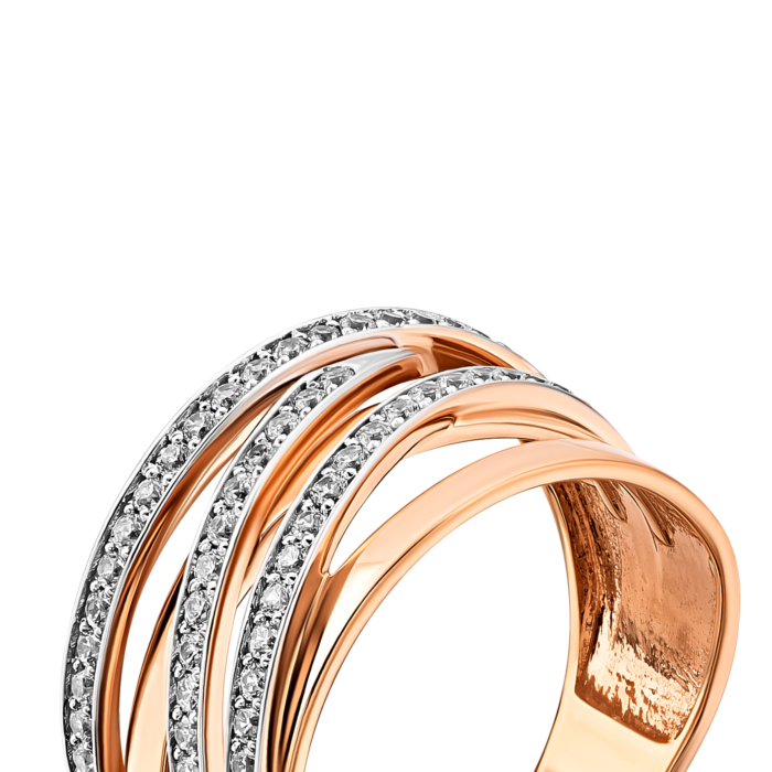 Золотое кольцо с фианитами.Артикул UG5119135710101