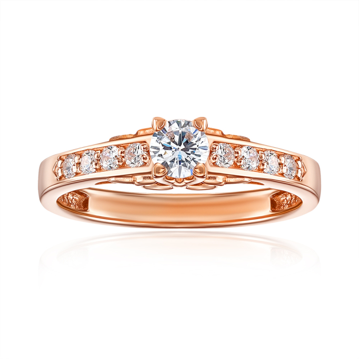 Золота каблучка з фіанітами. Артикул 12135 (12135/01/0/63)