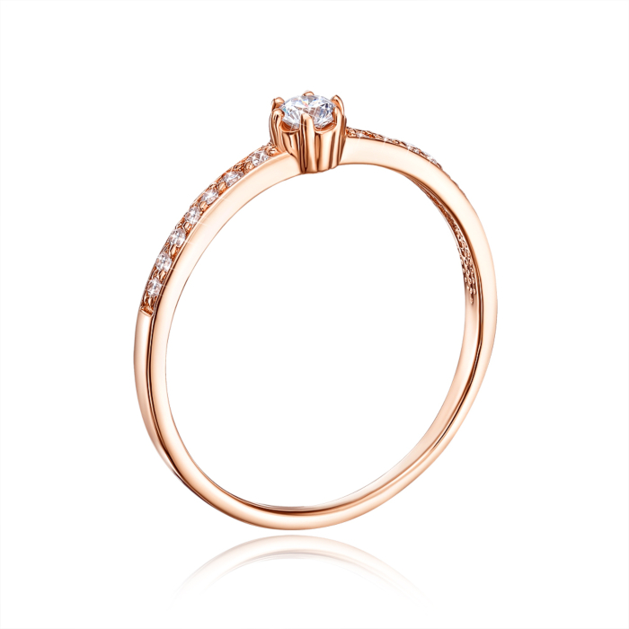 Золота каблучка з фіанітами. Артикул 12861