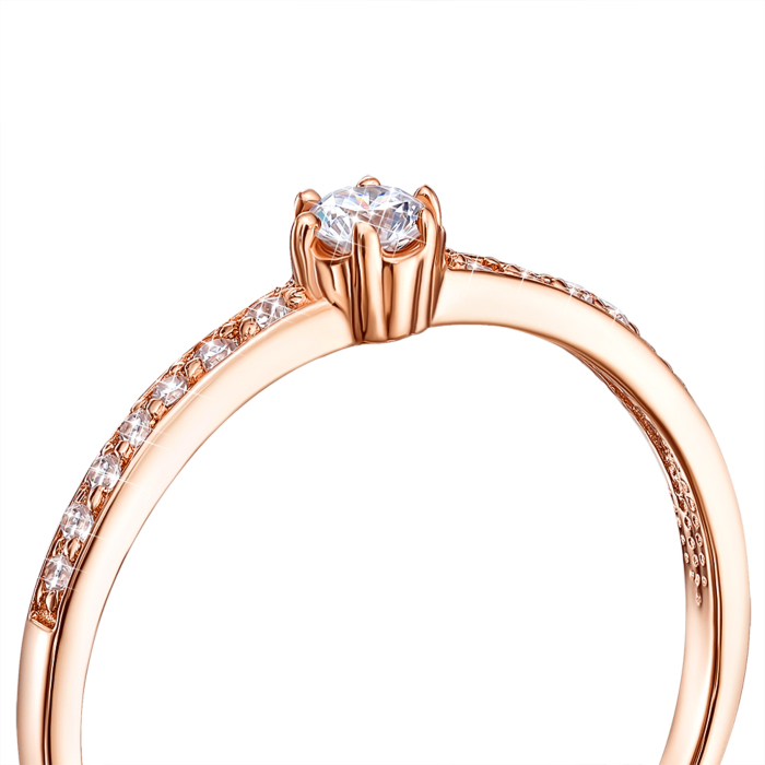 Золота каблучка з фіанітами. Артикул 12861