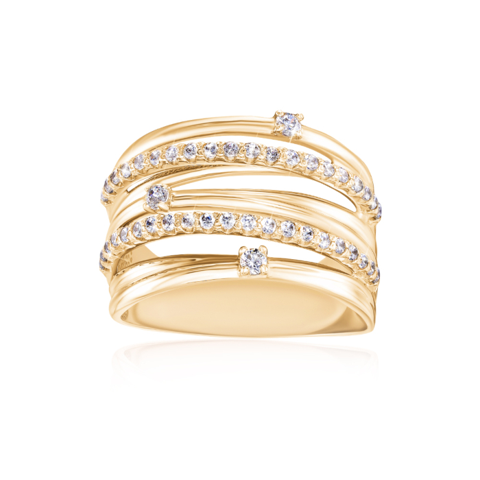 Золотое кольцо с фианитами. Артикул 12922/eu