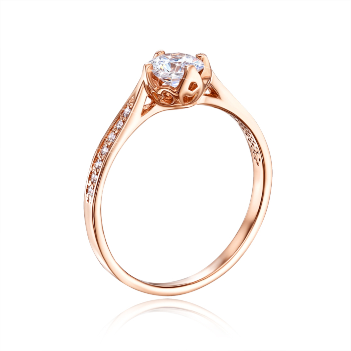 Золота каблучка з фіанітами. Артикул 12963