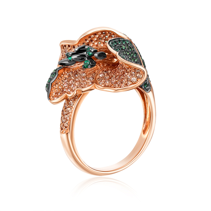 Золотое кольцо с фианитами. Артикул 13010/з ч