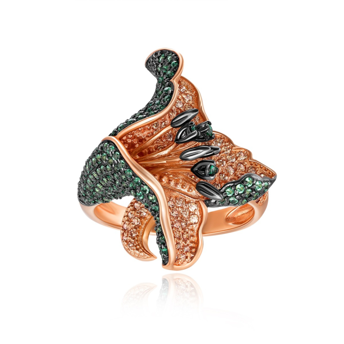 Золотое кольцо с фианитами. Артикул 13010/з ч