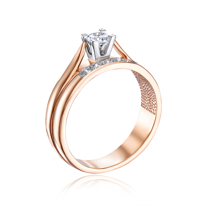 Золотое кольцо с фианитами. Артикул 13153/01/1/677