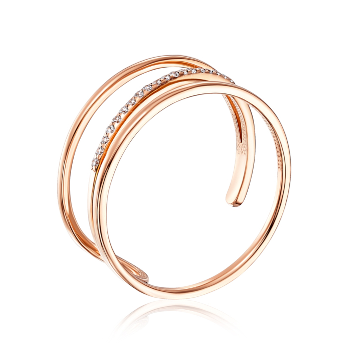 Золотое кольцо с фианитами. Артикул 13347/01/0/42