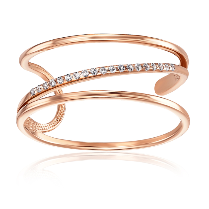 Золотое кольцо с фианитами. Артикул 13347/01/0/42