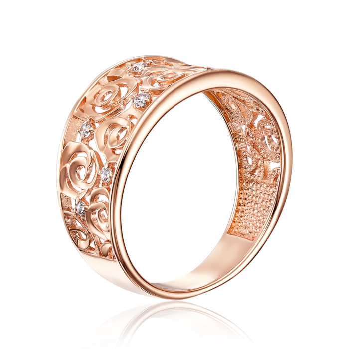 Золота каблучка з фіанітами. Артикул 13387/01/0/43