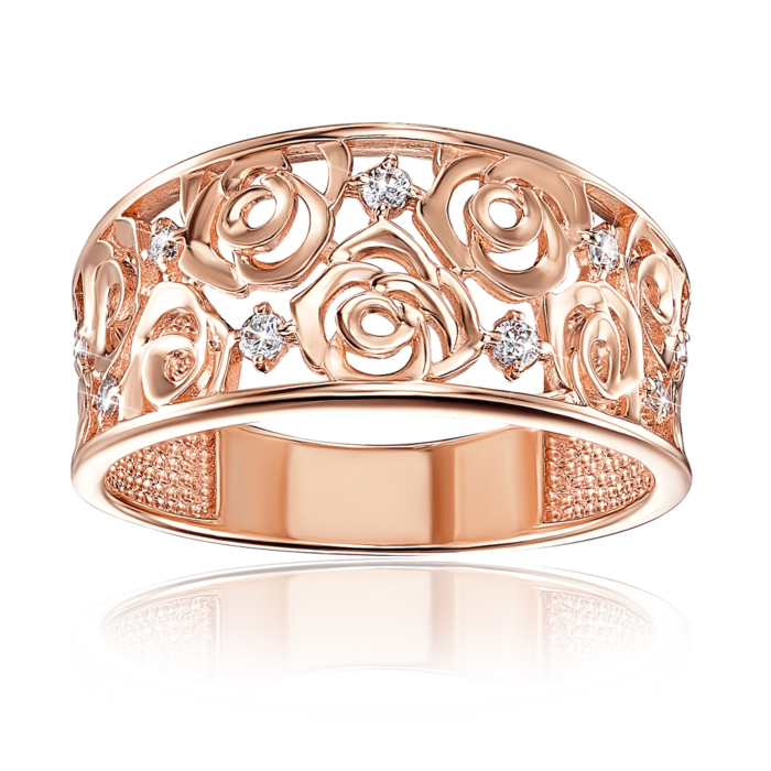 Золота каблучка з фіанітами. Артикул 13387/01/0/43