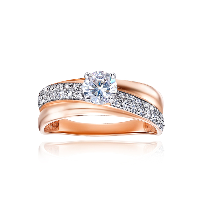 Золотое кольцо с фианитами. Артикул 13389/01/1/16