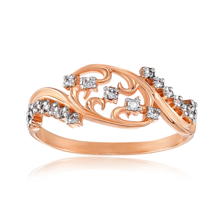 Золотое кольцо с фианитами. Артикул 13430/01/1/36