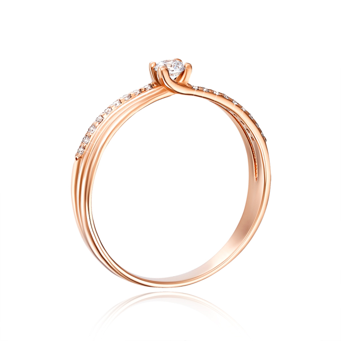 Золотое кольцо с фианитами. Артикул 13440/01/0/76