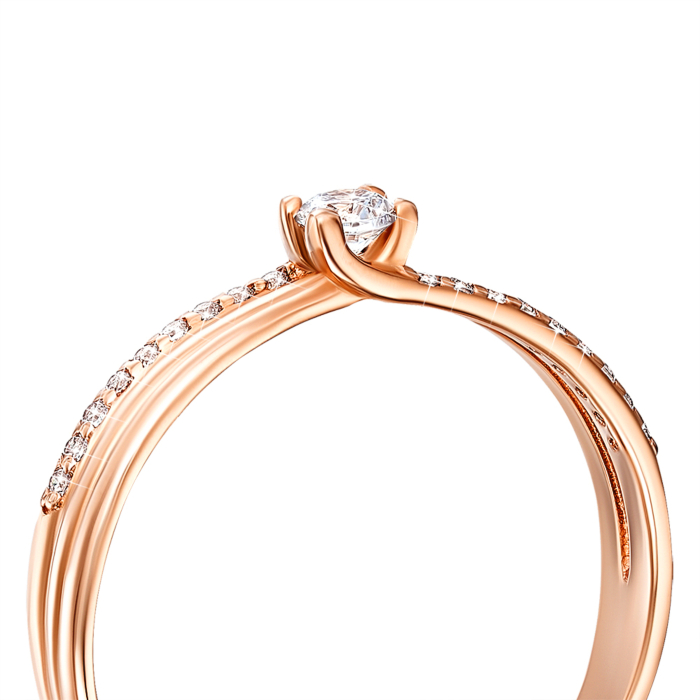 Золотое кольцо с фианитами. Артикул 13440/01/0/76