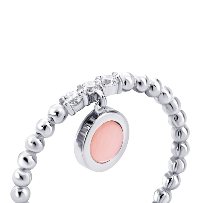 Золотое кольцо с фианитами и перламутром. Артикул UG51/101/078/1