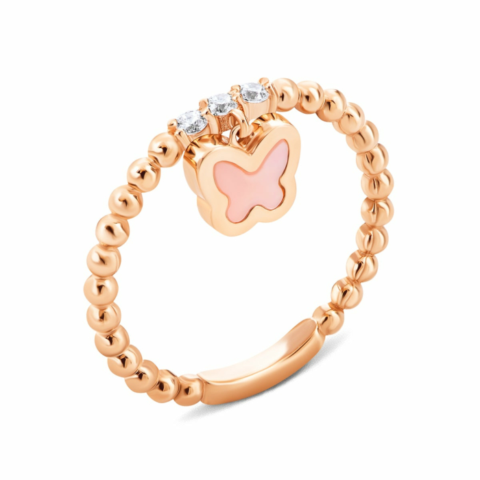 Золотое кольцо с фианитами и перламутром. Артикул UG51/101/079